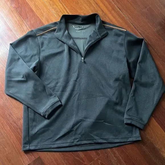 Mens Very Dark Grey Quarter Zip Pullover Jacket Sweater - Picture 2 of 6